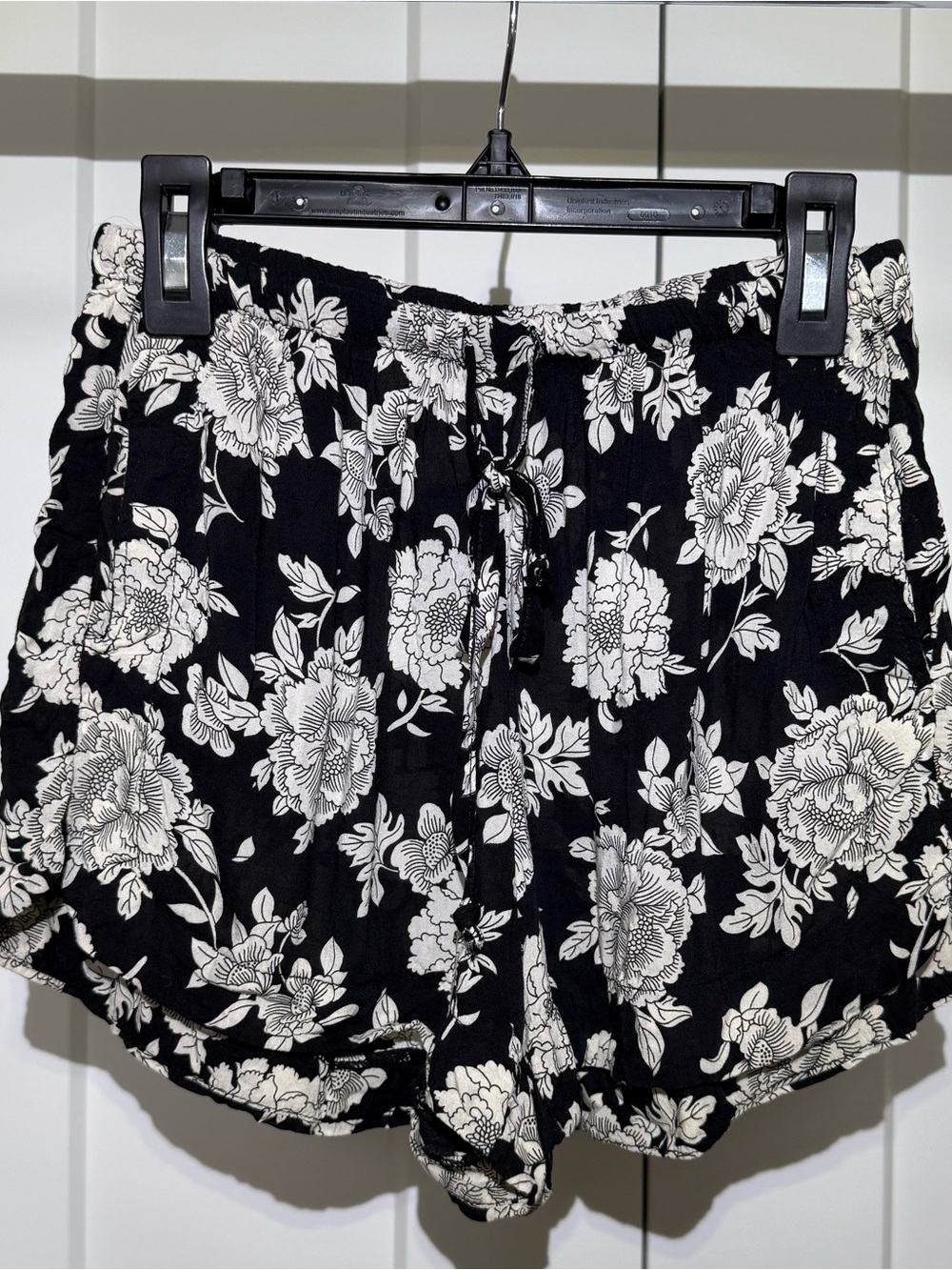 Black Floral Drawstring Women’s Shorts